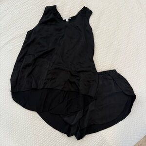 Lunya Washable Silk Sleep Set in Washed Black colorway in Size Medium